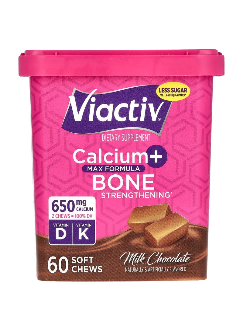 Calcium + Bone Strengthening, Max Formula, Milk Chocolate, 60 Soft Chews